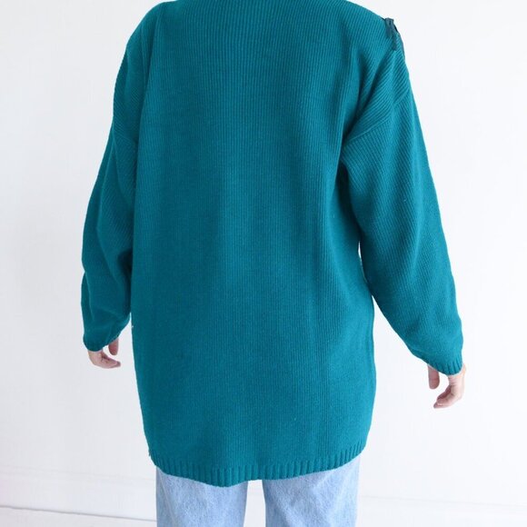 Vintage Cover Charge Teal Western Fringe Cowgirl Long Sleeve Shirt L - Picture 3 of 13